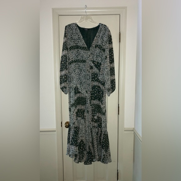 Lulus Green Multi Floral Patchwork Field of Flowers Long Sleeve Maxi Dress - Picture 2 of 5